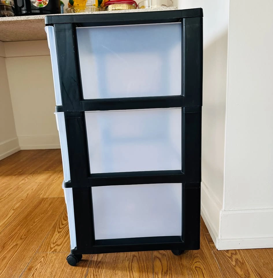 Sterilite 3-Drawer Wide Rolling Cart - Black/Clear - photo 2