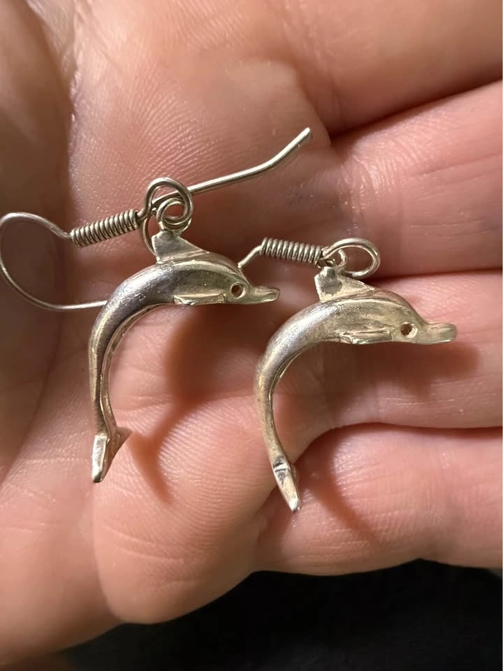 Sterling Silver Dolphin Dangle Earrings - photo 2