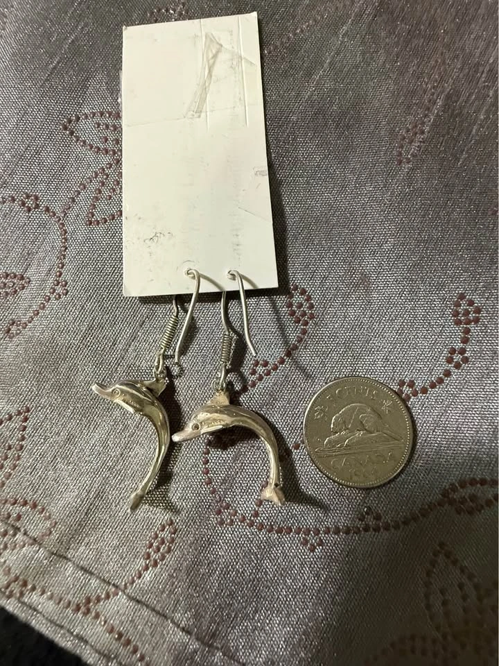Sterling Silver Dolphin Dangle Earrings - photo 3