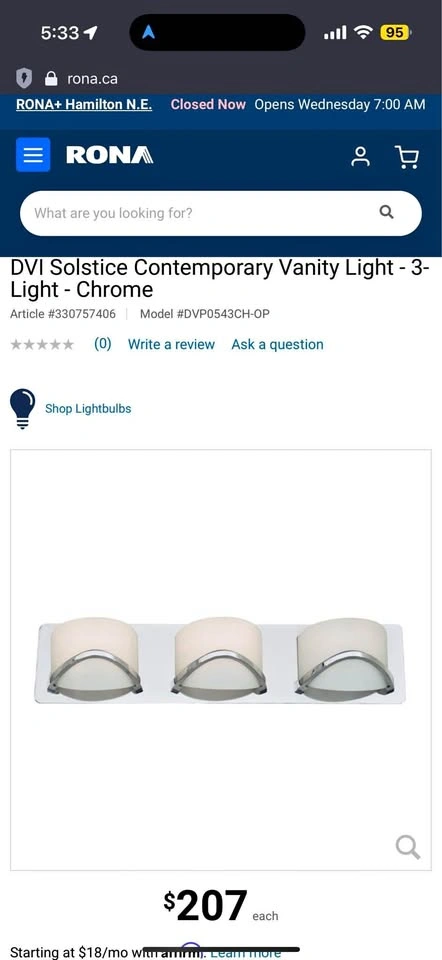 DVI Solstice Contemporary Vanity Light