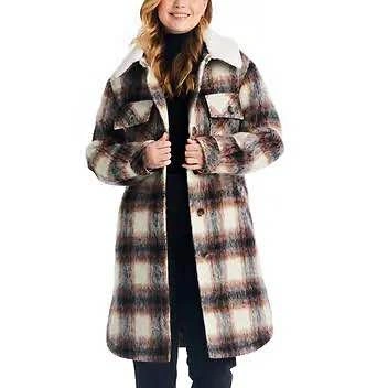 Vince Camuto Plaid Sherpa Collar Shacket Medium