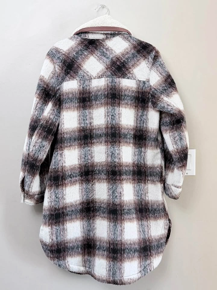 Vince Camuto Plaid Sherpa Collar Shacket Medium - photo 4