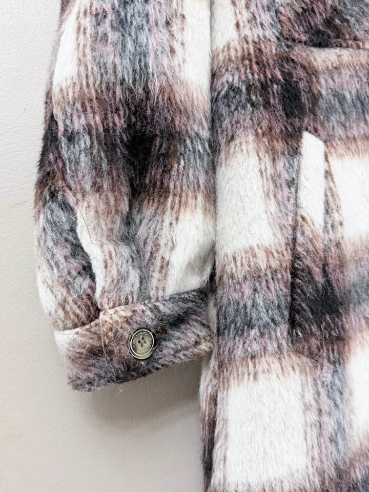 Vince Camuto Plaid Sherpa Collar Shacket Medium - photo 5