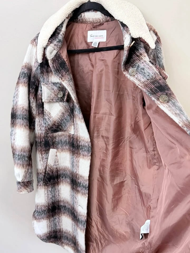 Vince Camuto Plaid Sherpa Collar Shacket Medium - photo 4