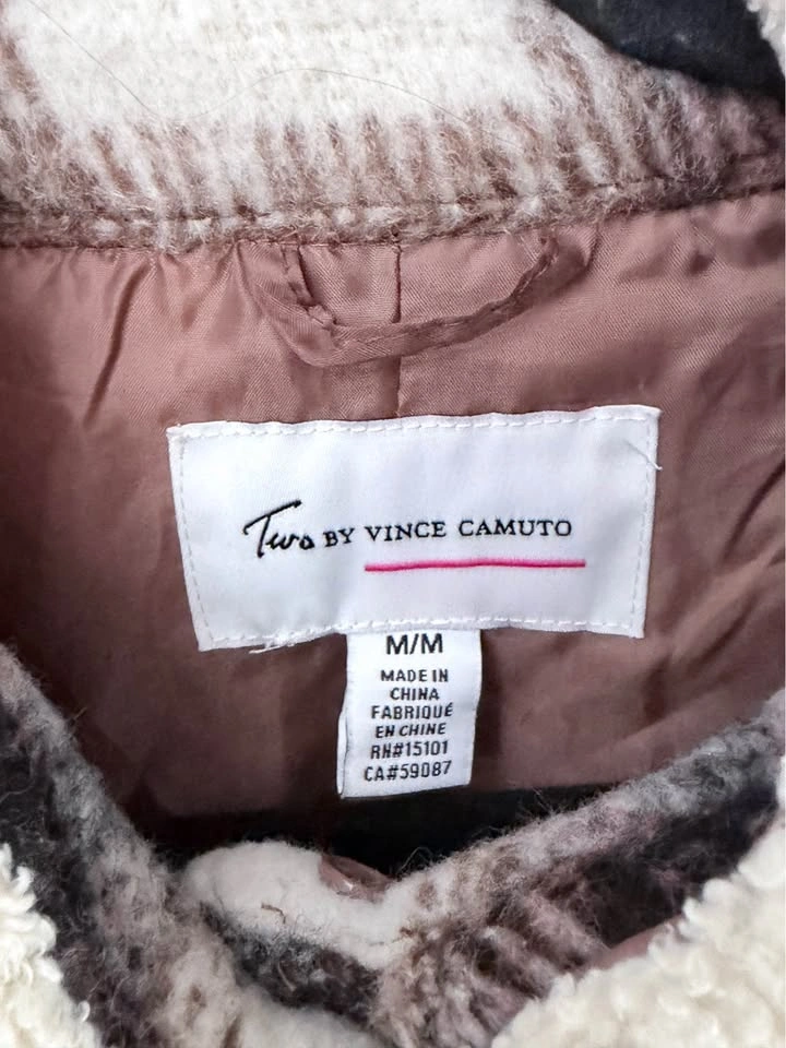Vince Camuto Plaid Sherpa Collar Shacket Medium - photo 5