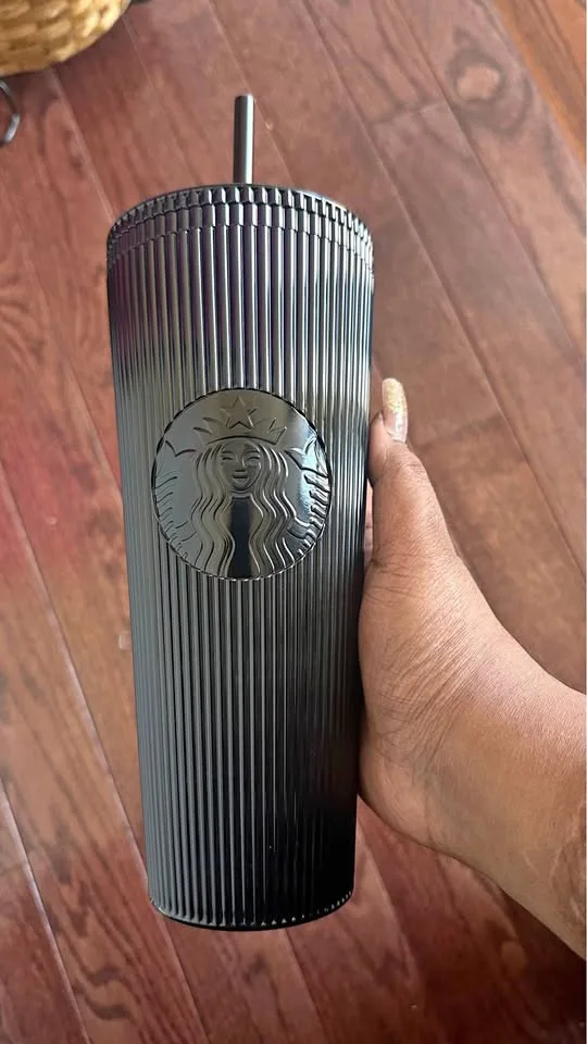 Starbucks Black Pleated Tumbler 24oz thumbnail
