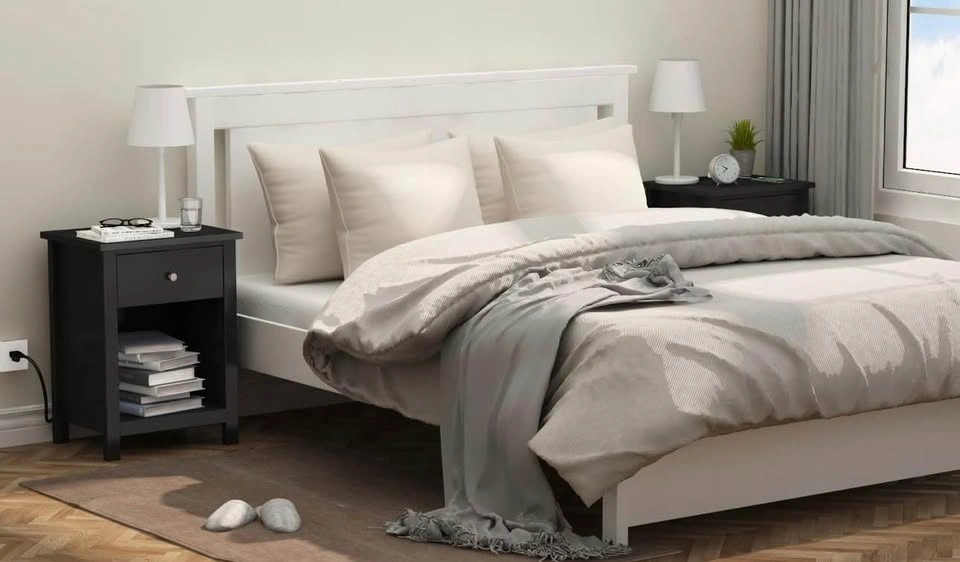 Black Nightstand Set of 2 with Charging Station - photo 3