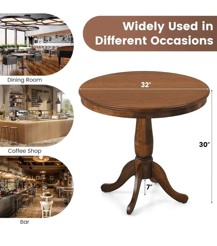 32” Round Walnut Dining Table – Pedestal Base - photo 3