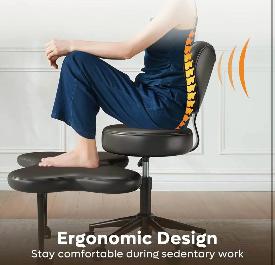 Ergonomic Kneeling Chair with Wheels – Adjustable Swivel (Black, - photo 5