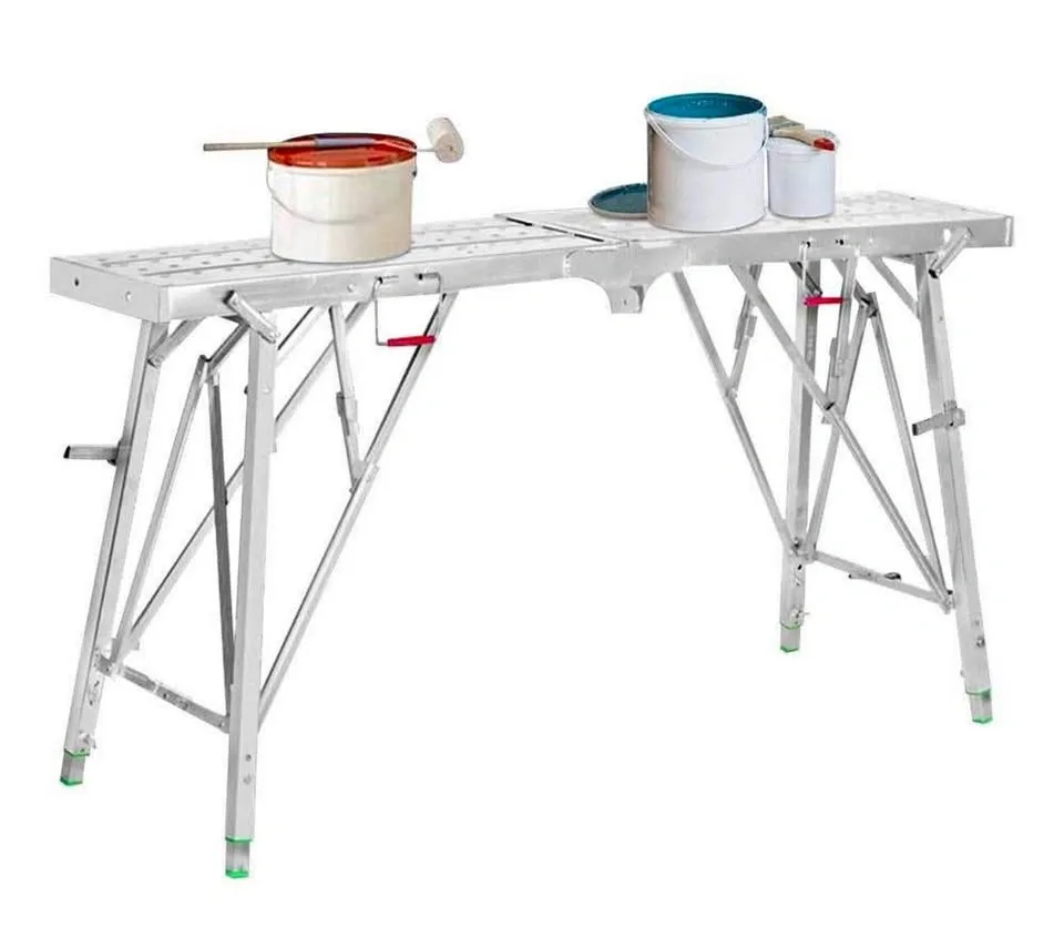 Adjustable Telescoping Scaffolding Platform Ladder - 63” Work Pl