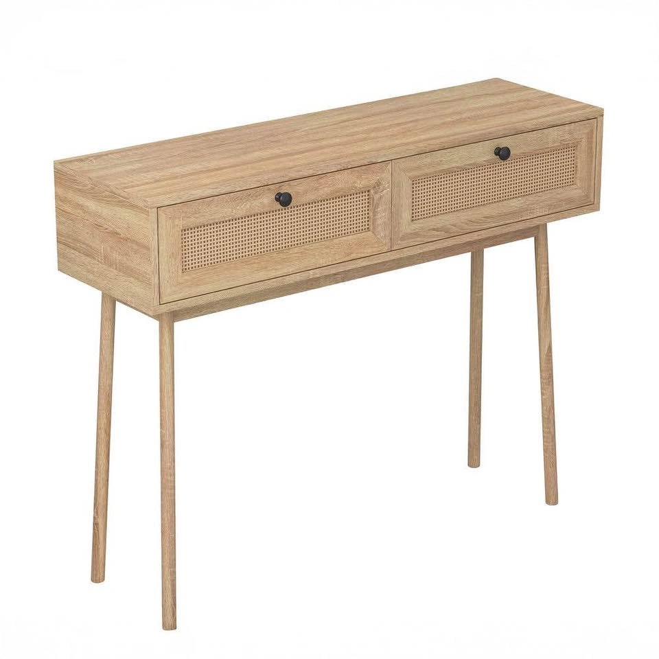 Boho Console Table with Drawers - Natural Wood Finish - photo 3