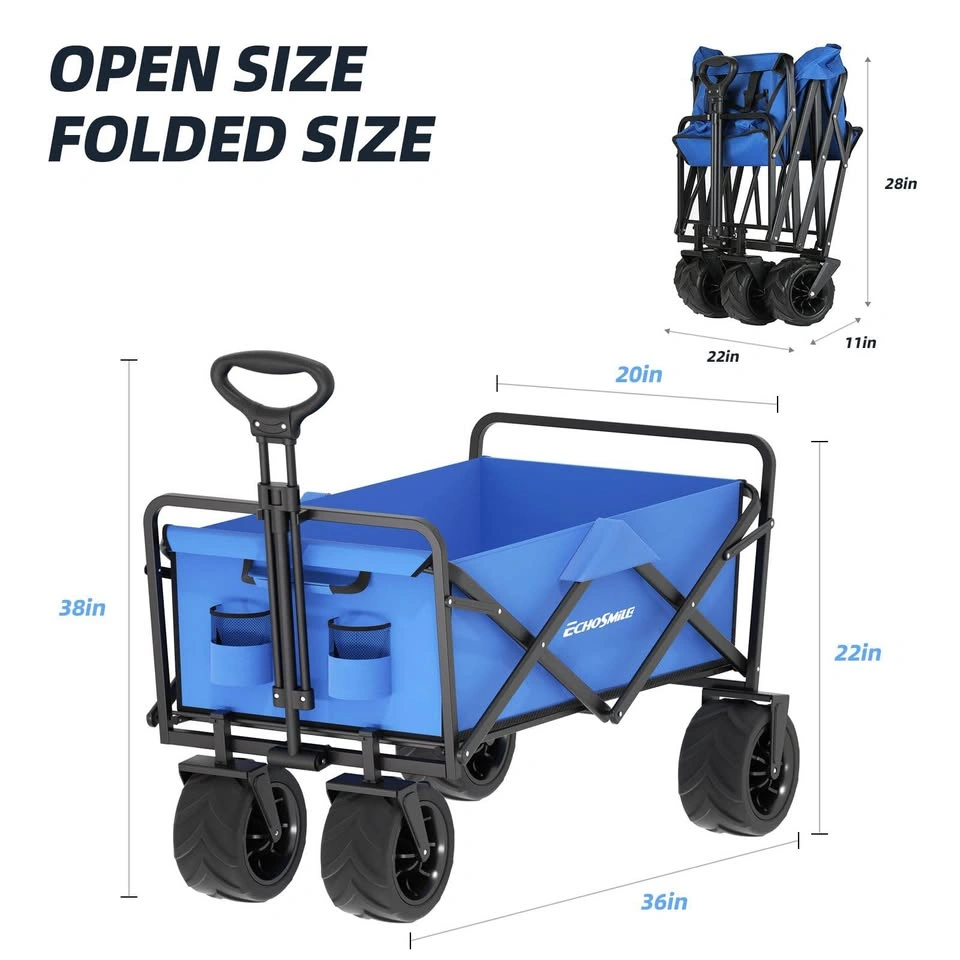 EchoSmile Heavy Duty Collapsible Wagon Cart – 350lb Capacity - photo 3