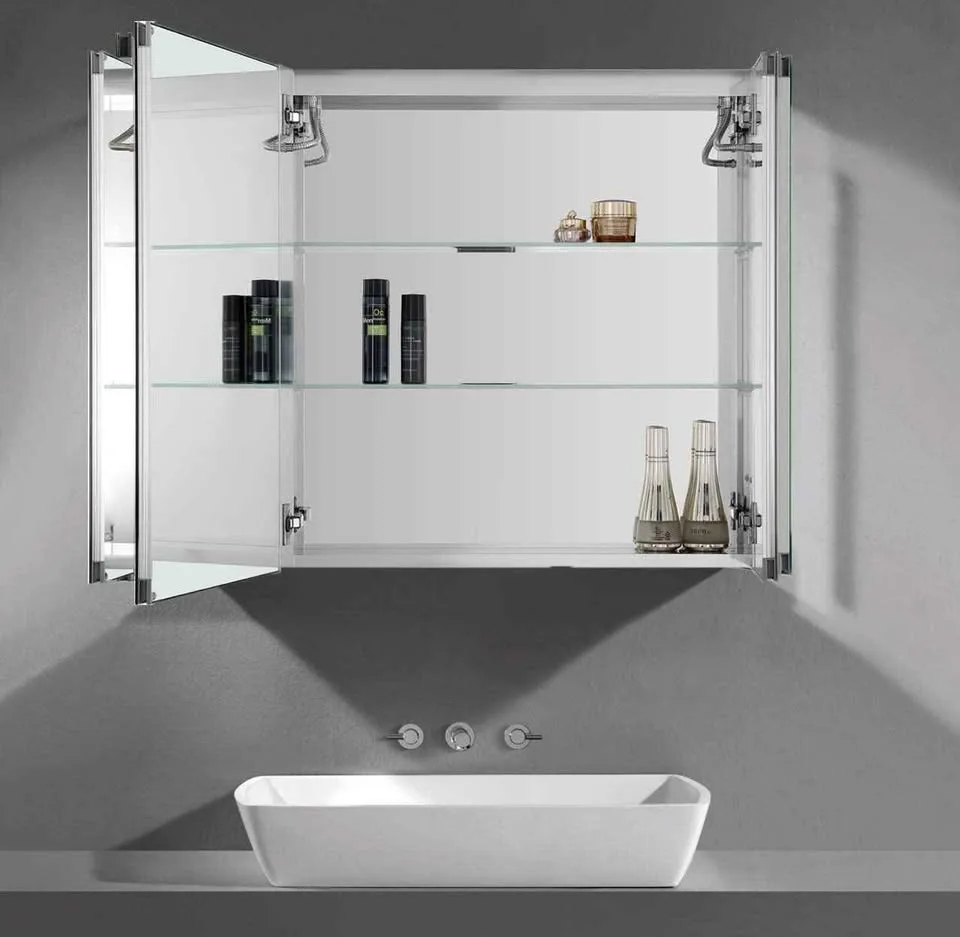 Bathlink 36x27 inch 3-Doors LED Lighted Medicine Cabinet image indicator(2)