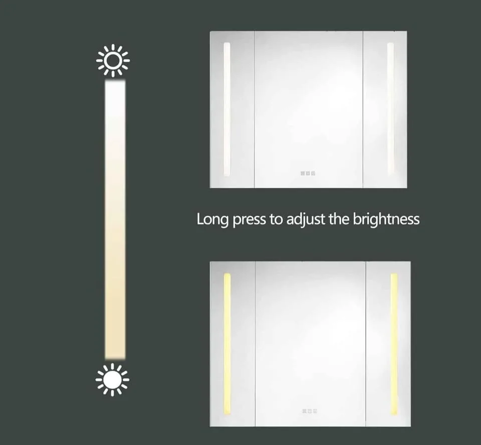 Bathlink 36x27 inch 3-Doors LED Lighted Medicine Cabinet image indicator(6)