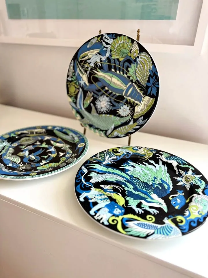 Bopla! Swiss Porcelain Dinner Plates - Rare Surrealist Art Set (
