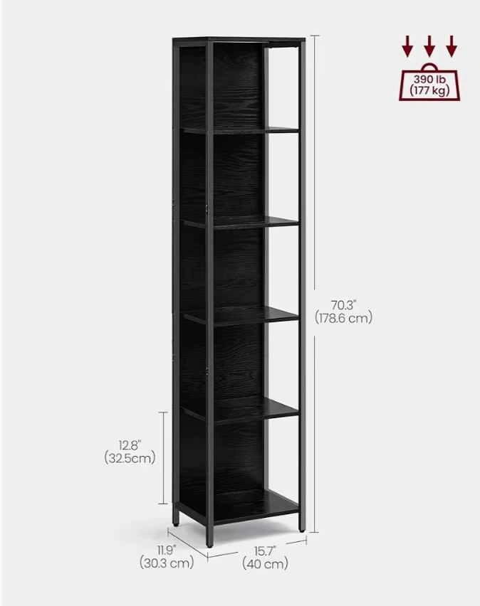 6-Tier Black LED Bookshelf Display Shelf w/ Remote - photo 2