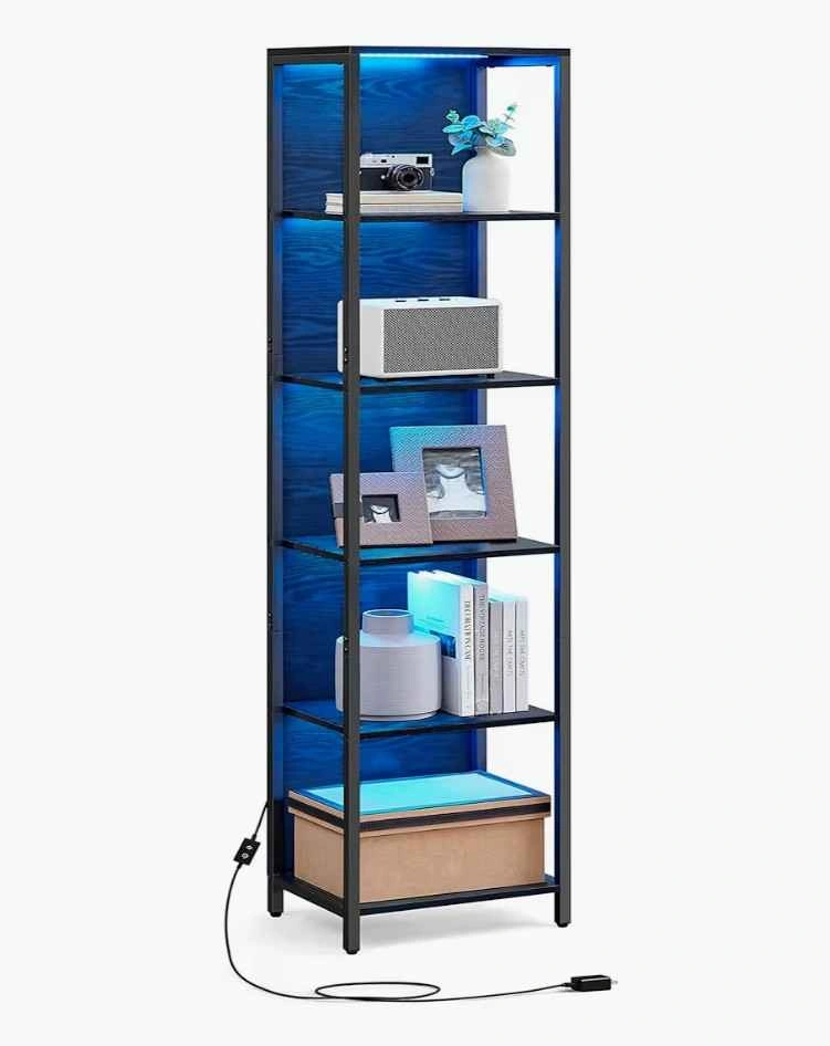 6-Tier Black LED Bookshelf Display Shelf w/ Remote - photo 4