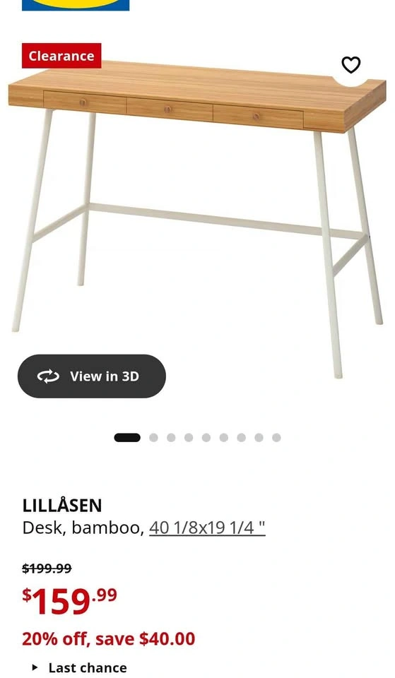 Bamboo Desk with White Legs and 3 Drawers - photo 3