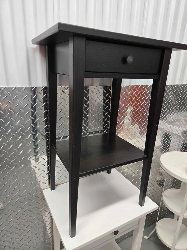 Black Side Table with Drawer and Shelf - photo 2