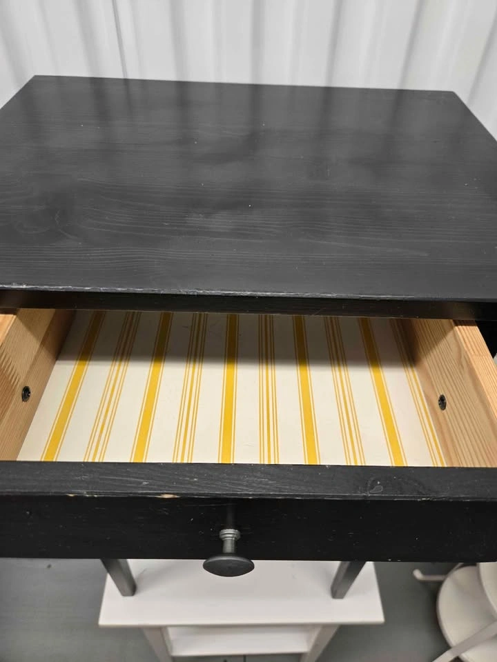 Black Side Table with Drawer and Shelf - photo 3