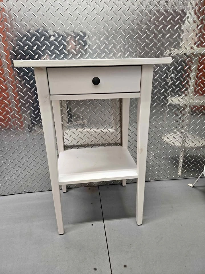 White Nightstand with Drawer and Shelf