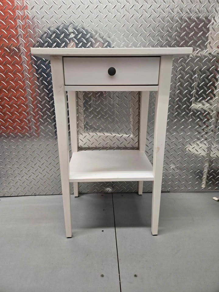 White Nightstand with Drawer and Shelf - photo 2