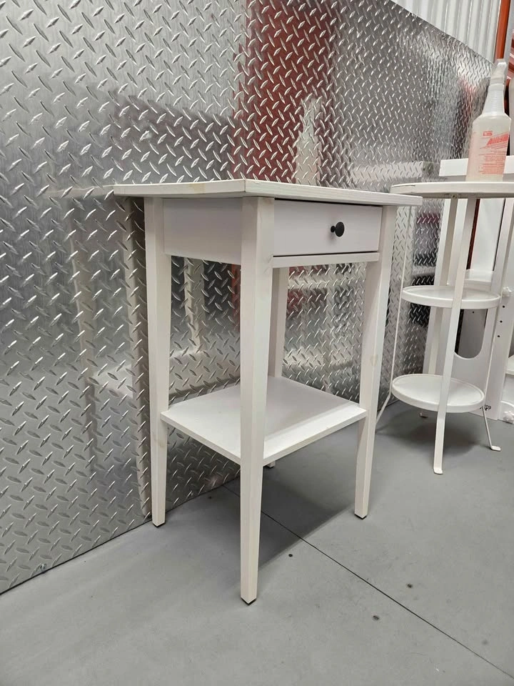 White Nightstand with Drawer and Shelf - photo 3