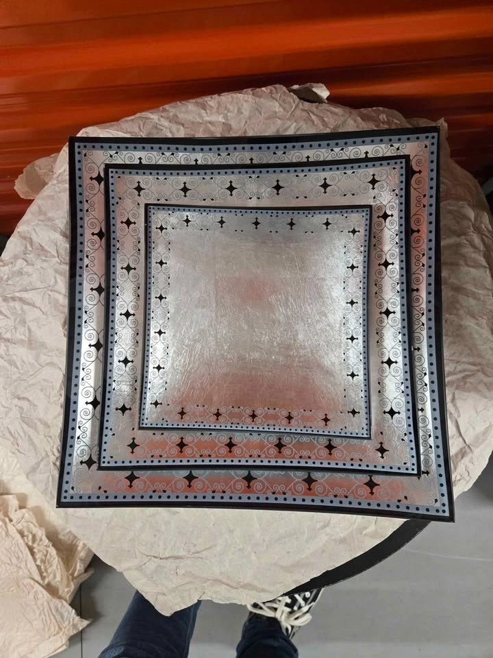 Square decorative plate silver blue pattern - photo 2