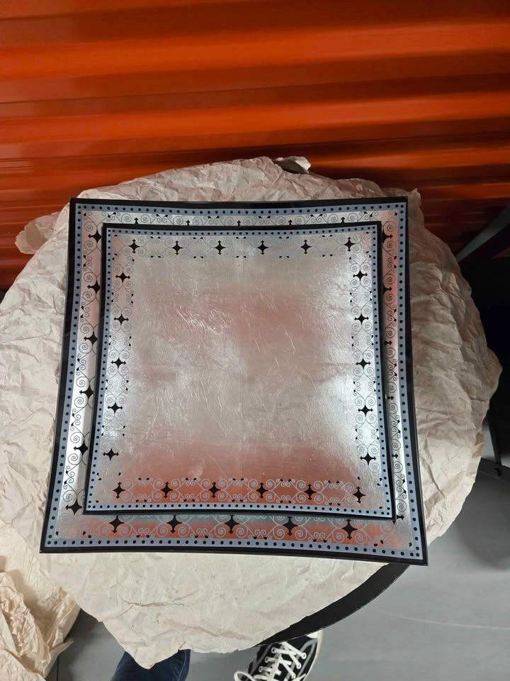 Square decorative plate silver blue pattern - photo 3