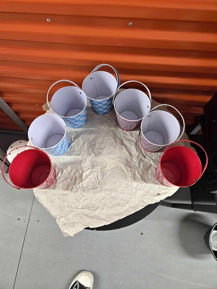 Set of 6 Decorative Metal Buckets