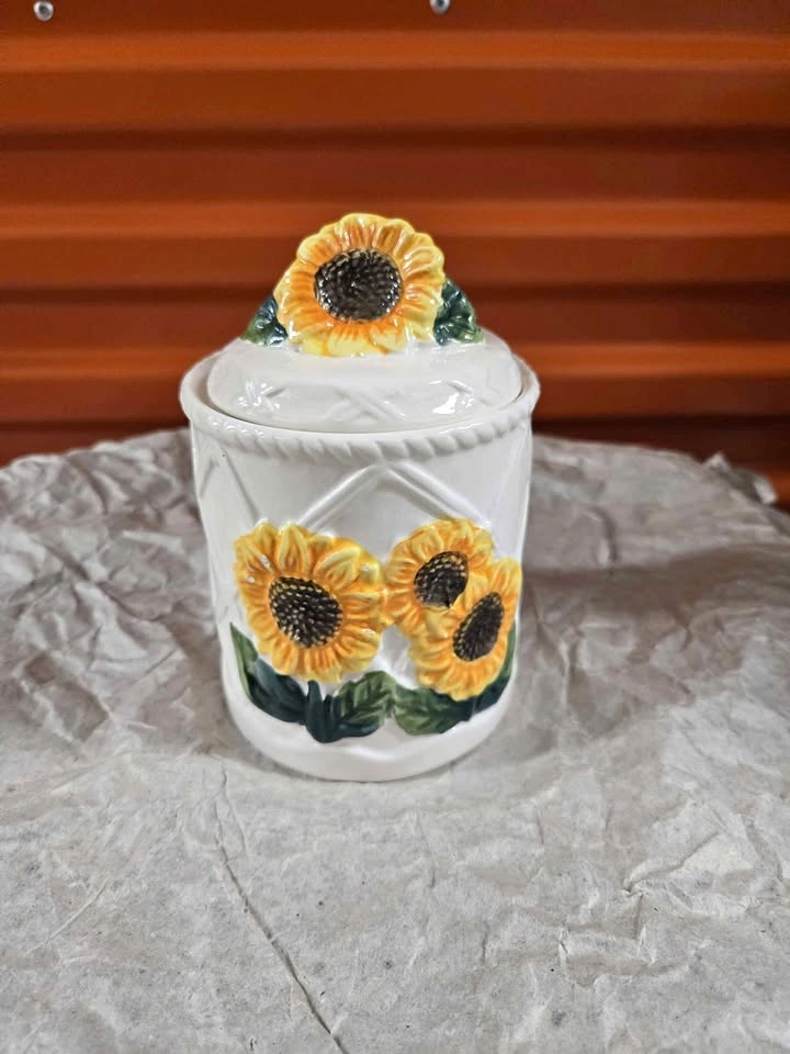 Sunflower Ceramic Jar