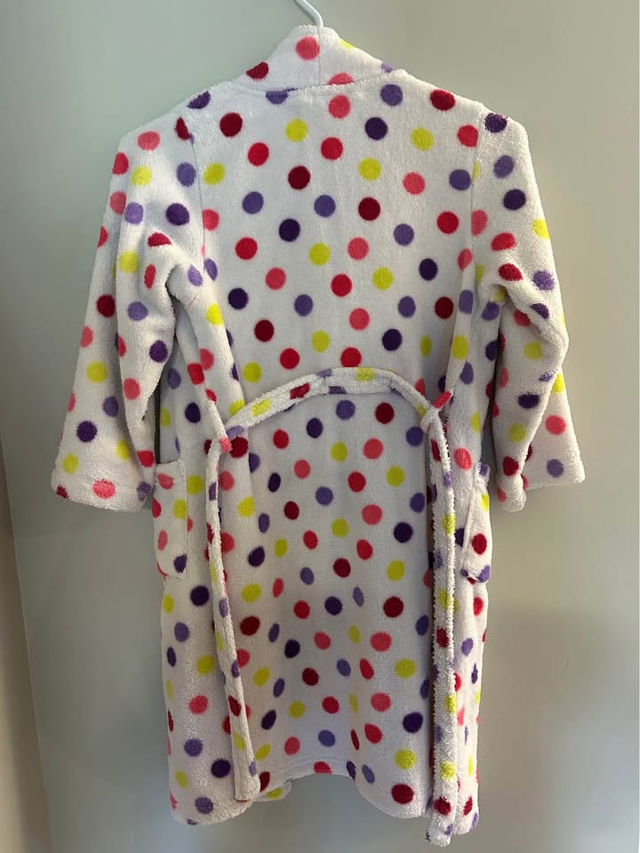 GIRLS SIZE 7/8 COZY POLKA DOT BATH ROBE - photo 2