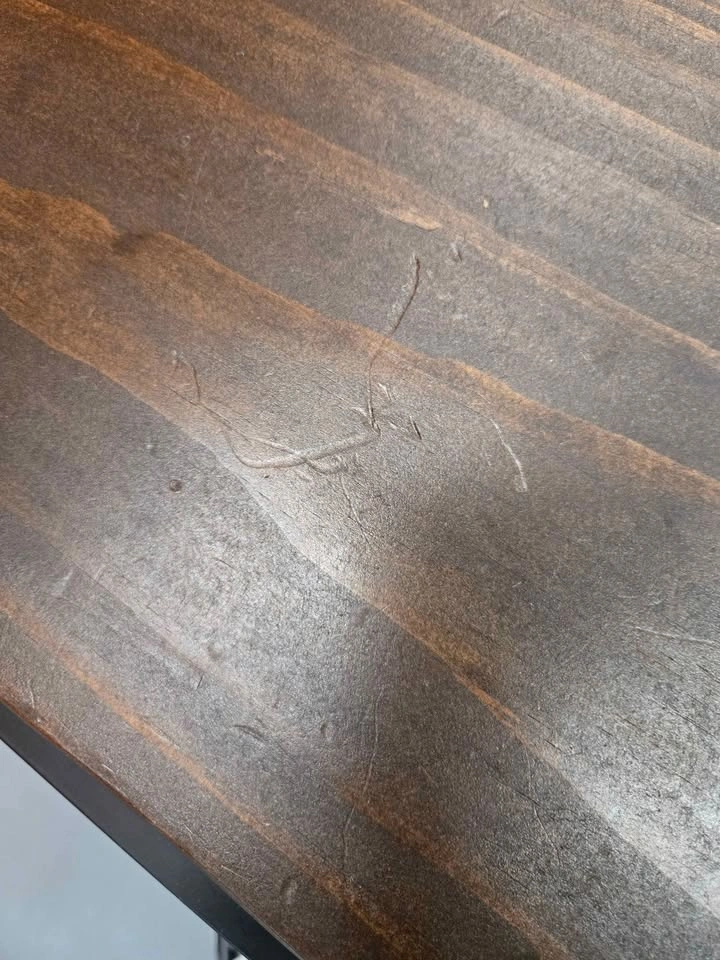 Dark Brown Wood Top Black Metal End Table - photo 3
