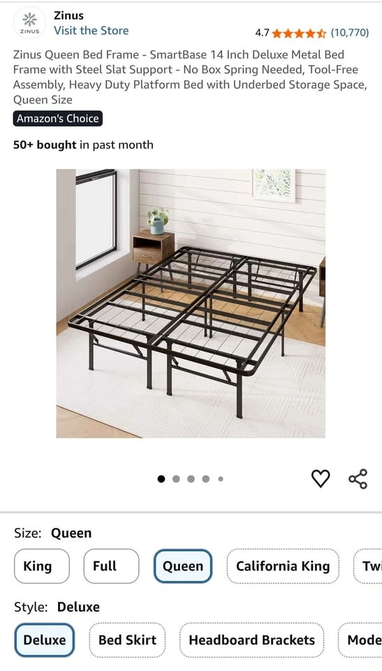 Zinus SmartBase 14" Queen Platform Bed Frame - Like New - photo 3