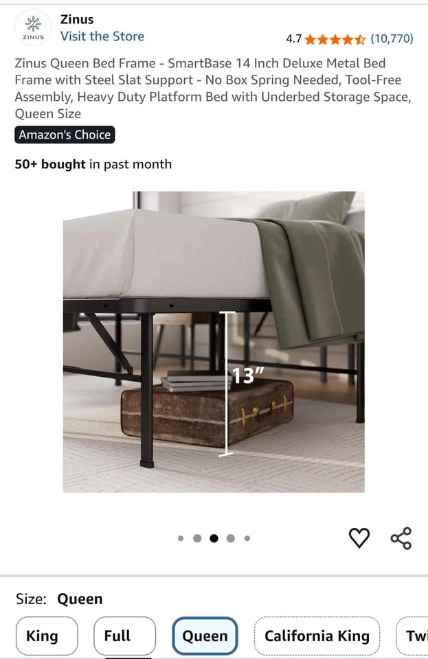 Zinus SmartBase 14" Queen Platform Bed Frame - Like New - photo 5