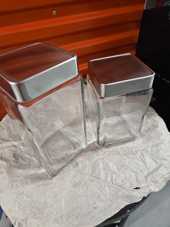 2 Glass Jars w/ Silver Lids - 10.5" & 7" Tall - photo 3