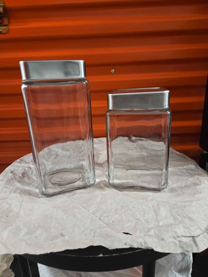 2 Glass Jars w/ Silver Lids - 10.5" & 7" Tall - photo 4