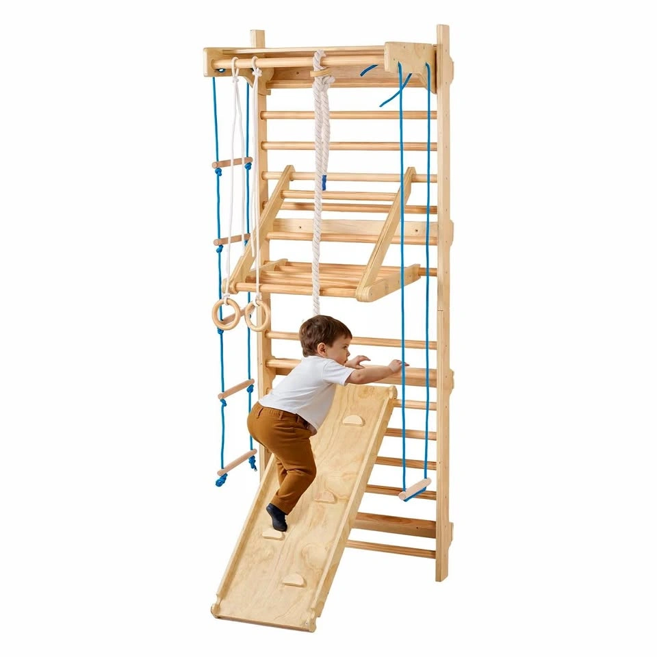 8-in-1 Solid Wood Indoor Jungle Gym Swedish Ladder