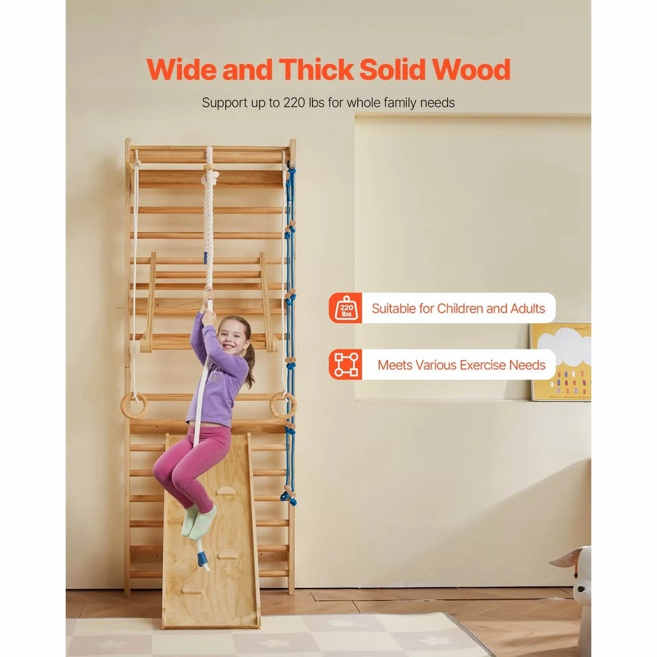 8-in-1 Solid Wood Indoor Jungle Gym Swedish Ladder - photo 3