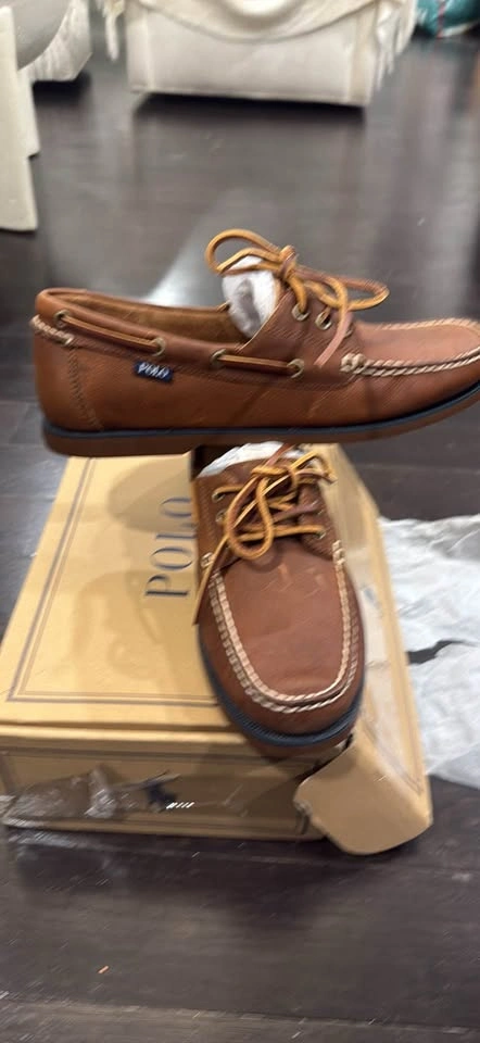 Polo Ralph Lauren Brown Leather Boat Shoes 9 8.5 - photo 2