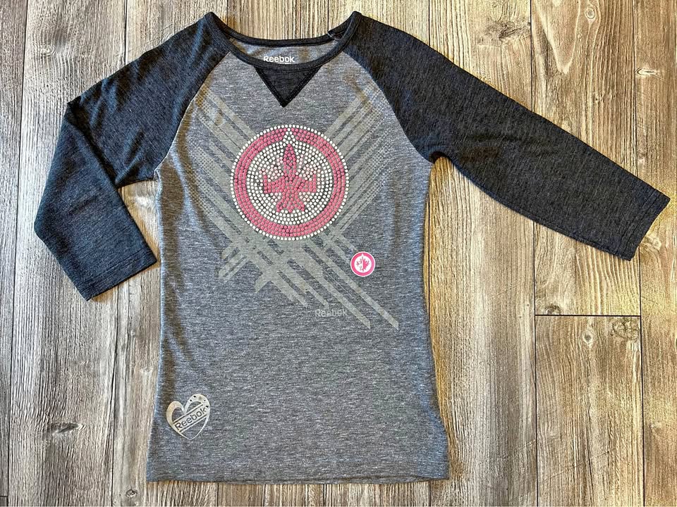 GIRLS SIZE 7/8 JETS RAGLAN 3/4 SLEEVE SHIRT