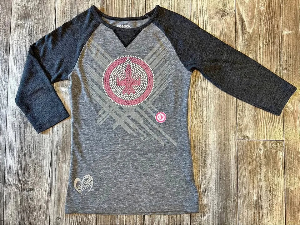 GIRLS SIZE 7/8 JETS RAGLAN 3/4 SLEEVE SHIRT thumbnail