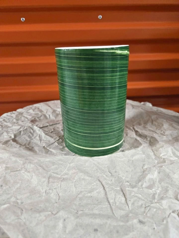 Green striped ceramic planter 6 inch