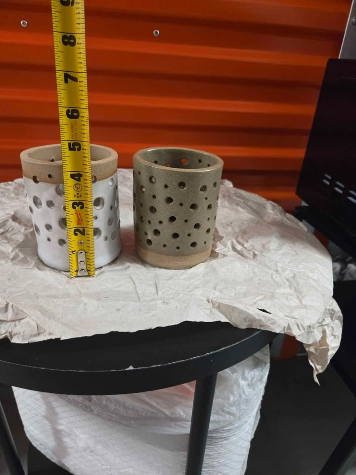 Set of 2 Ceramic Perforated Votive Holders - photo 2
