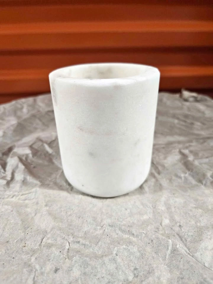 White Marble Cup Holder approx 3.5in tall