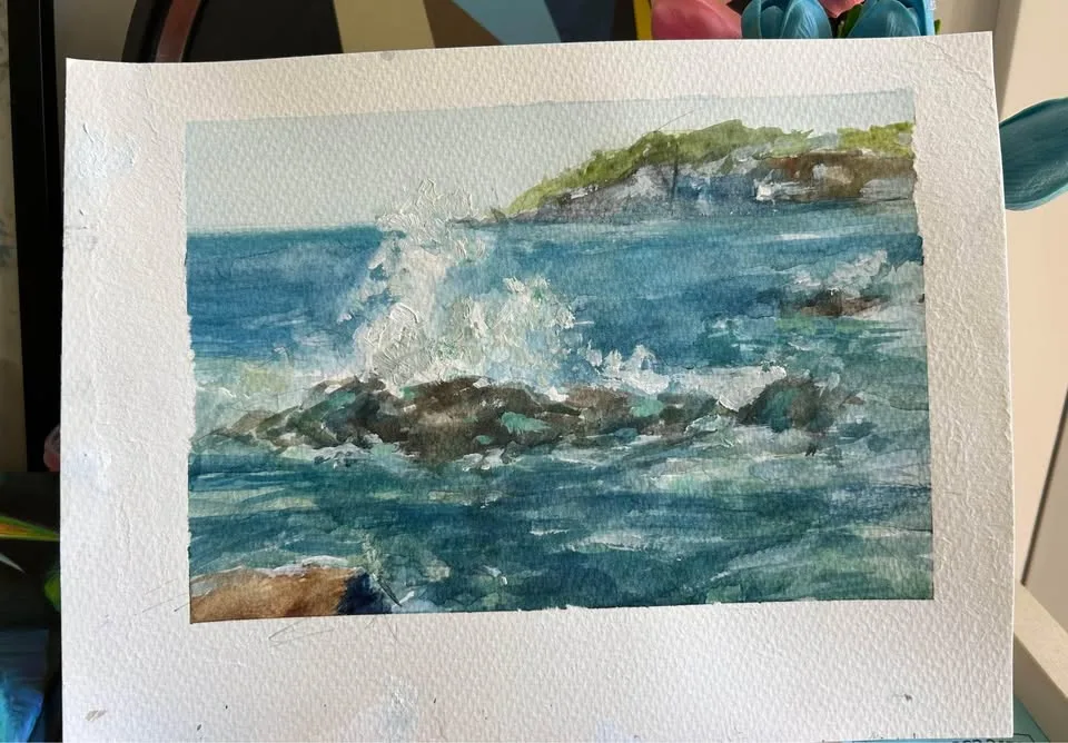 "Waves" original watercolour/mixed media painting image indicator(2)