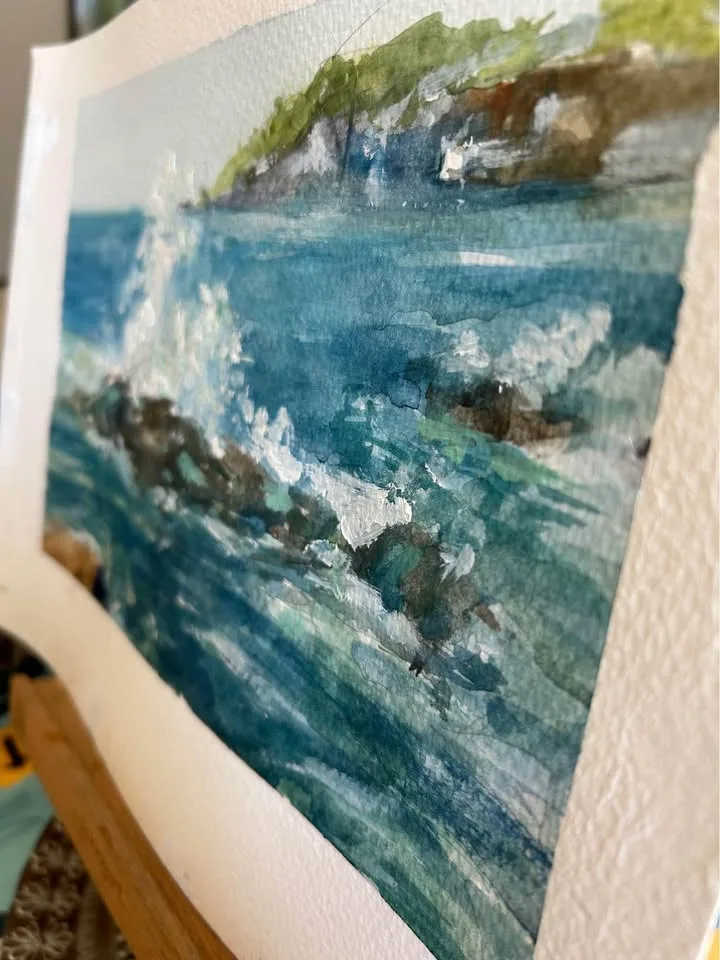 "Waves" original watercolour/mixed media painting image indicator(4)