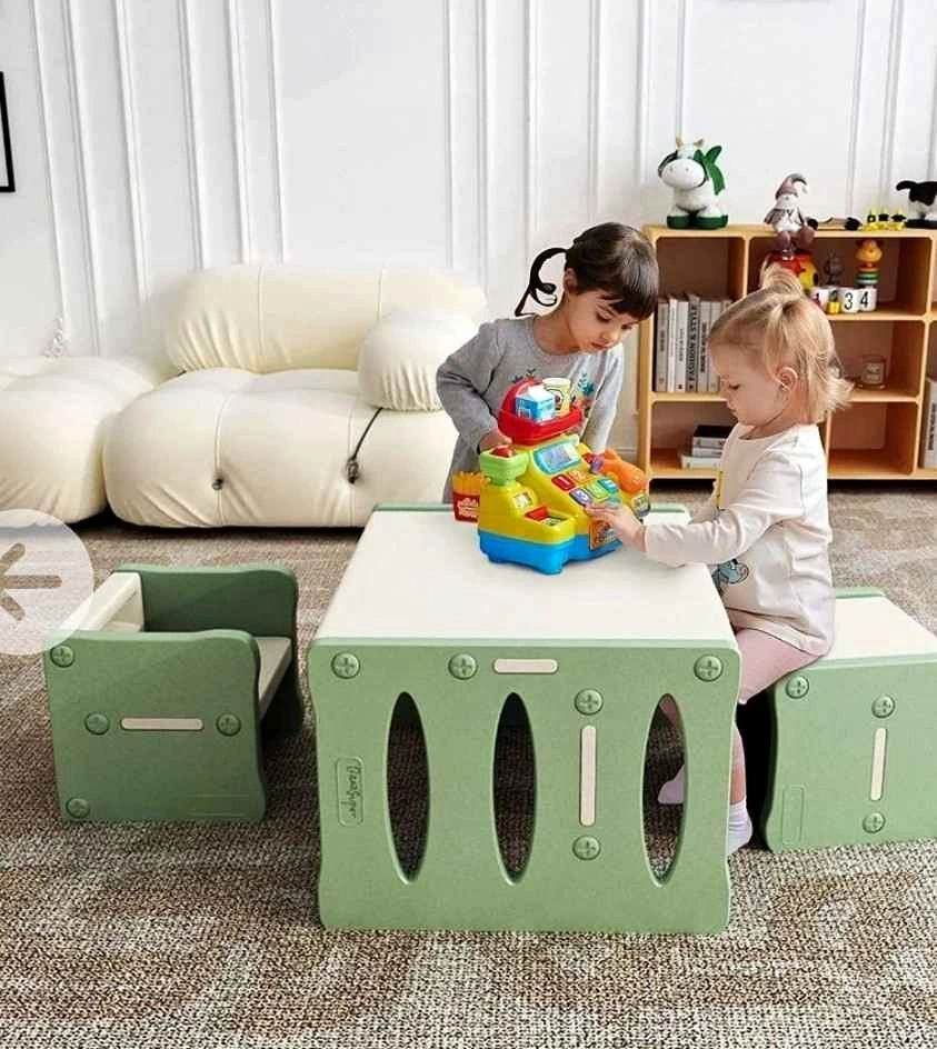 BanaSuper Kid's Table and 2 Chairs Set (Green)