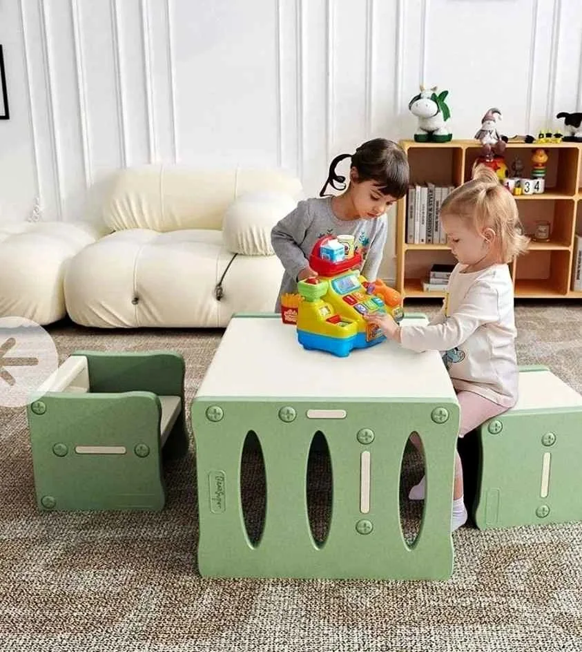 BanaSuper Kid's Table and 2 Chairs Set (Green)