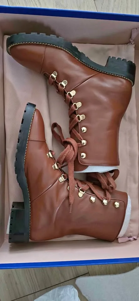 STUART WEITZMAN Kolbie Cognac Size 5.5 Boots, box and dust bag thumbnail